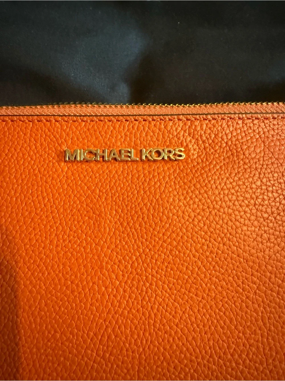 Michael Kors Orange Pebbled Leather Wristlet Clutch